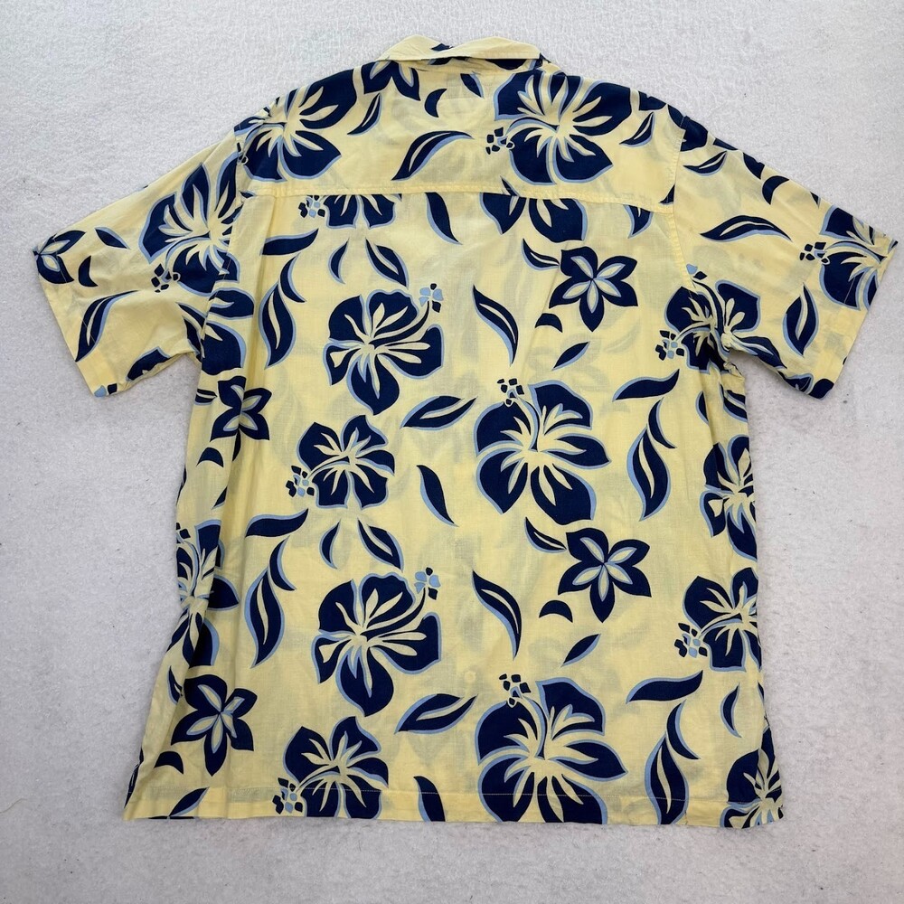 Hussong Men's Hawaiian Yellow Cotton Shirt Short Sleeve Button Down Size Large - Picture 2 of 5